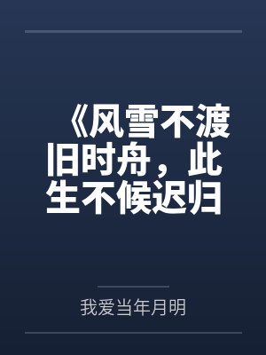 《风雪不渡旧时舟，此生不候迟归人》