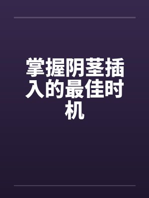 掌握阴茎插入的最佳时机