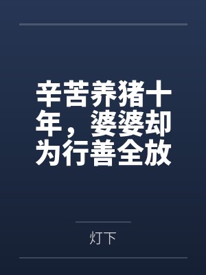 辛苦养猪十年，婆婆却为行善全放生